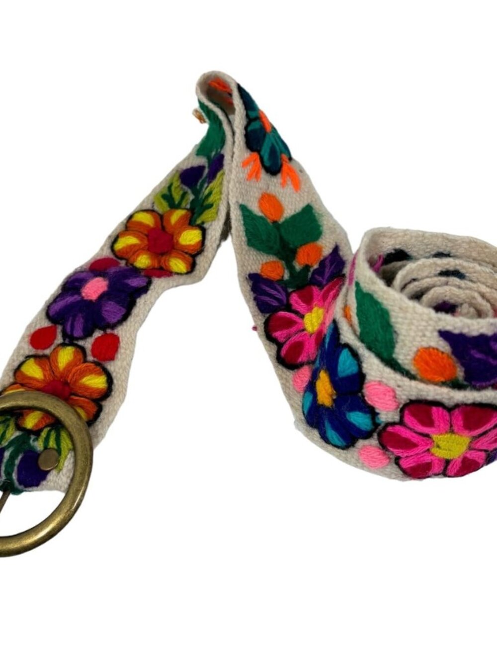Peruvian Belt Handmade Embroidered Belt, artistic, floral pattern, embroidery